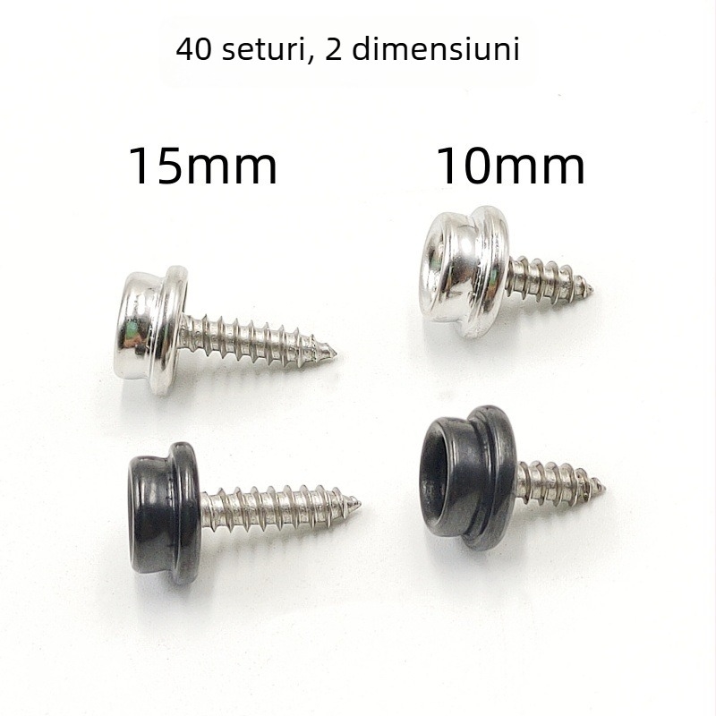 Butoni din cupru pentru corturi și pânză, cu șuruburi din oțel inoxidabil, cataramă albă mare, dimensiuni 10 mm și 15 mm, 40 de seturi