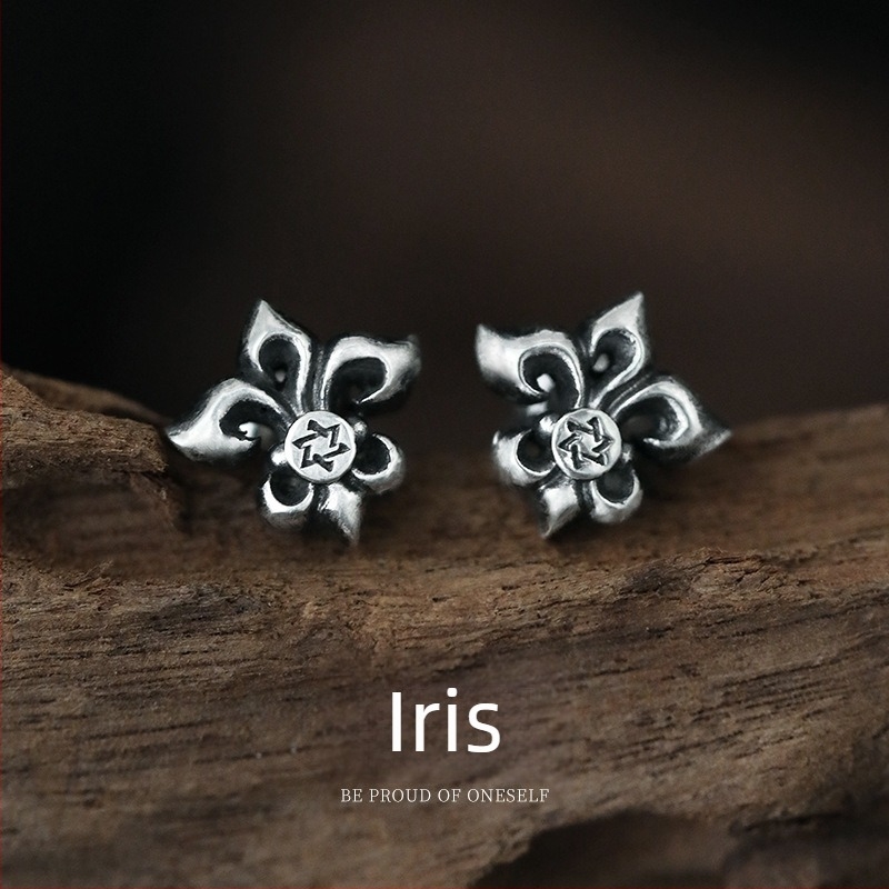 Iris 925 cercei cu ac din argint - stil gotic punk minimalist