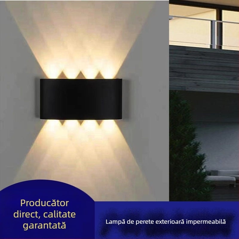 Lampă de perete LED rezistentă la apă, stil modern minimalist, IP66, pentru hoteluri și vile, curte, culoar și dormitor