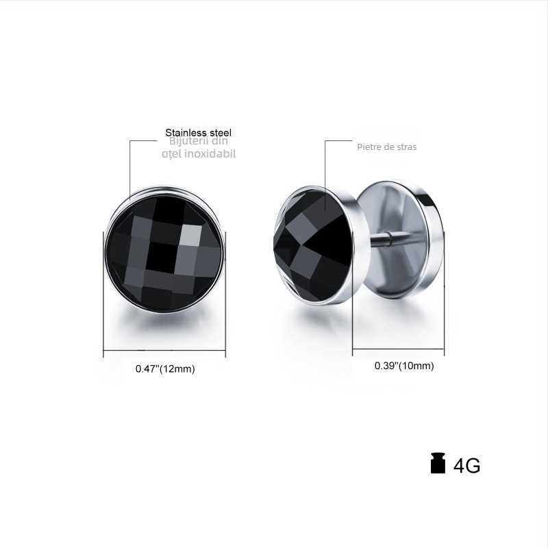 Cercei pentru bărbați din oțel inoxidabil, design geometric, stil urban hip-hop, minimalist și versatil