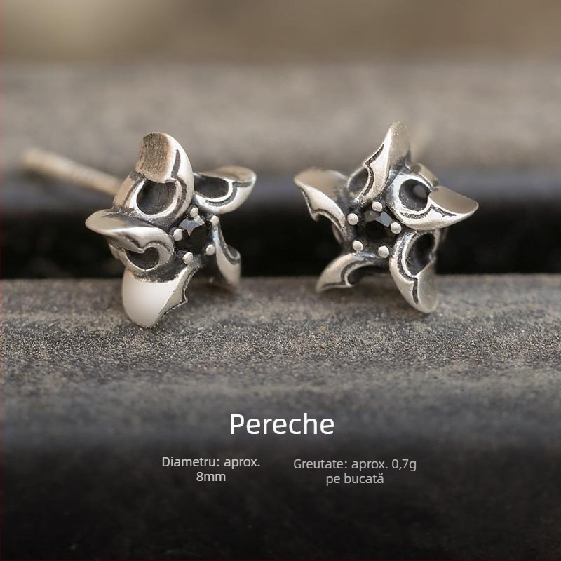Cercei stud Life Star, argint 999, bijuterii pentru bărbați, design distinct