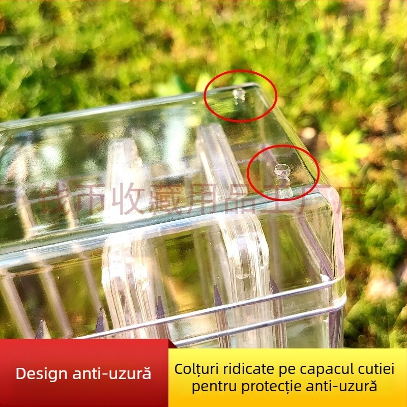 Cutie transparentă din acrilic pentru monede, set de 20 de piese, pentru colecționare și expunere