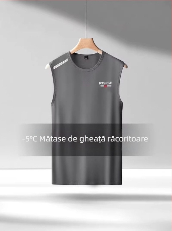Maieu sport pentru bărbați, vară, fără mâneci, cu umeri largi, uscare rapidă, plasă respirabilă