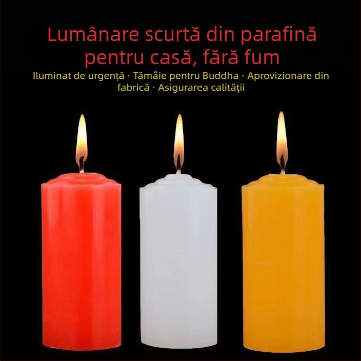Lumânare roșie lungă, fără miros, pentru iluminare de urgență, potrivită pentru rugăciuni budiste și pregătire pentru dezastre