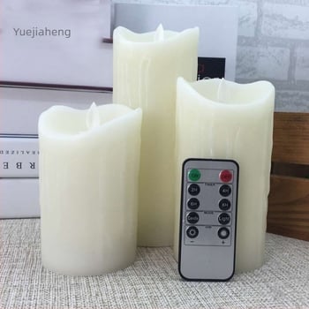 Lumânare LED electronică cu telecomandă, 10 taste, balansată de vânt și cu pâlpâire pentru nunți