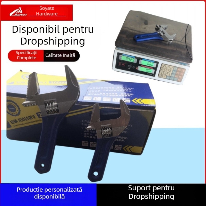 Cheie reglabilă compactă, cu deschidere mare a gurii și mâner scurt, unealtă multifuncțională pentru baie