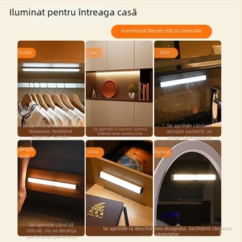 Bandă LED cu senzor pentru dulap – lampă de noapte reîncărcabilă pentru garderobă și dulapuri pentru pantofi