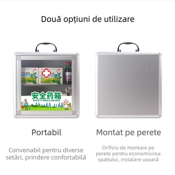 Cutie de prim ajutor montată pe perete din aliaj de aluminiu, cu lacăt – cutie medicală compactă pentru uz casnic