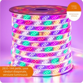 Bandă LED flexibilă din silicon RGB, 220V, luminozitate reglabilă pentru reclame în exterior