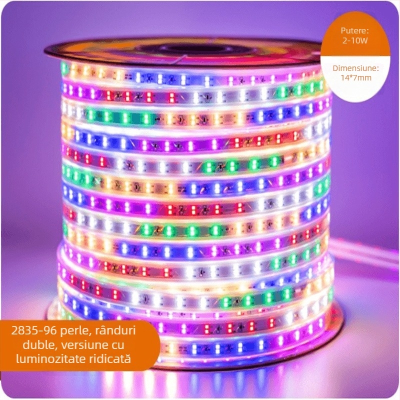 Bandă LED flexibilă din silicon RGB, 220V, luminozitate reglabilă pentru reclame în exterior