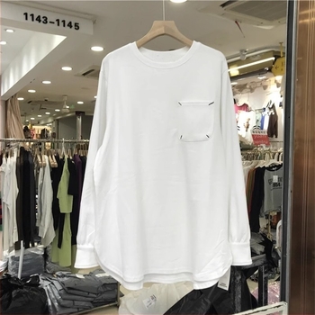 Top alb lejer pentru femei, croială medie, mâneci lungi, pentru primăvară-toamnă, asortat cu pantaloni în stil Barbie