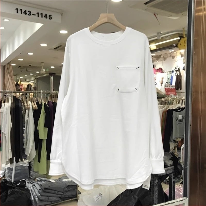 Top alb lejer pentru femei, croială medie, mâneci lungi, pentru primăvară-toamnă, asortat cu pantaloni în stil Barbie