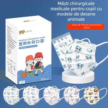 Mască chirurgicală medicală pentru copii, de unică folosință, cu model desen animat, ambalată individual, respirabilă, confortabilă pentru urechi