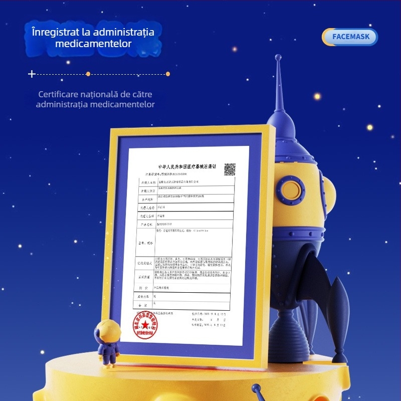 Mască chirurgicală medicală pentru copii, de unică folosință, cu model desen animat, ambalată individual, respirabilă, confortabilă pentru urechi