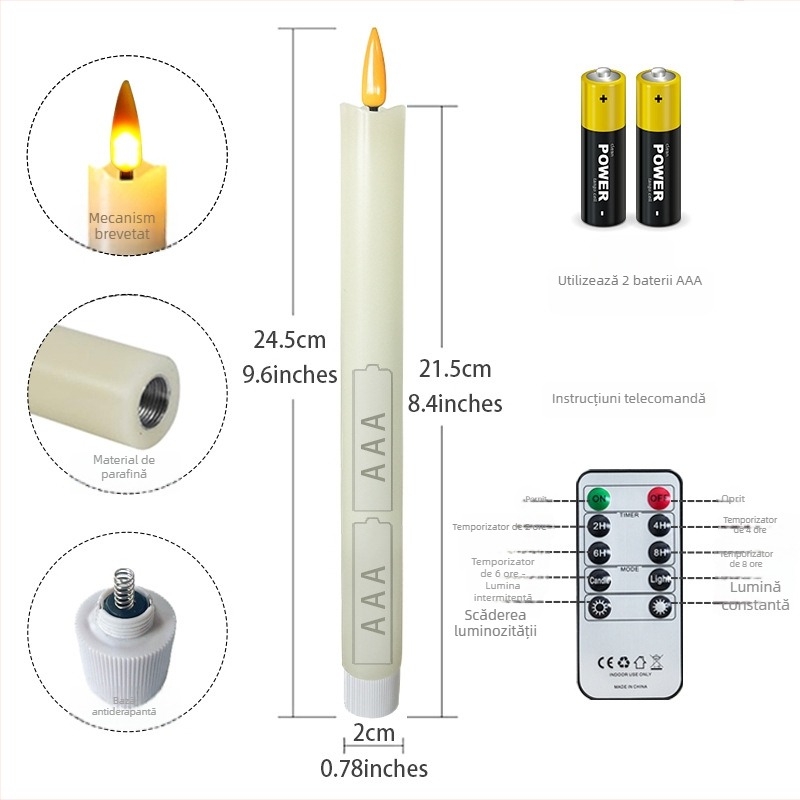 Lumânare electronică LED cu aspect de ceară – decor pentru petreceri, baruri și nunți, iluminare de Crăciun