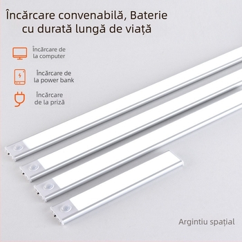 Bandă LED inteligentă cu senzor de mișcare pentru dulapuri și garderobă, fără fir, alimentată cu baterii