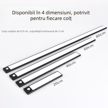 Bandă LED inteligentă cu senzor de mișcare pentru dulapuri și garderobă, fără fir, alimentată cu baterii