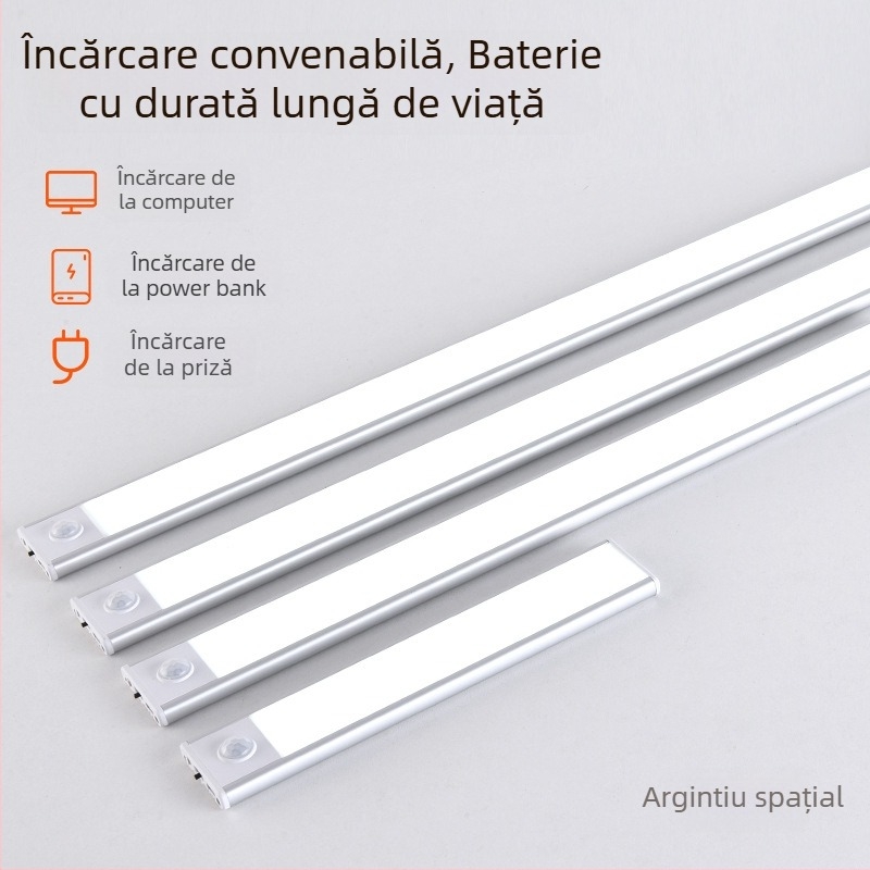 Bandă LED inteligentă cu senzor de mișcare pentru dulapuri și garderobă, fără fir, alimentată cu baterii