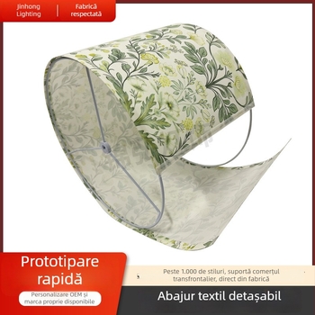 Abajur textil detașabil, personalizabil pentru veioza de masă cilindrică, imprimeu textil