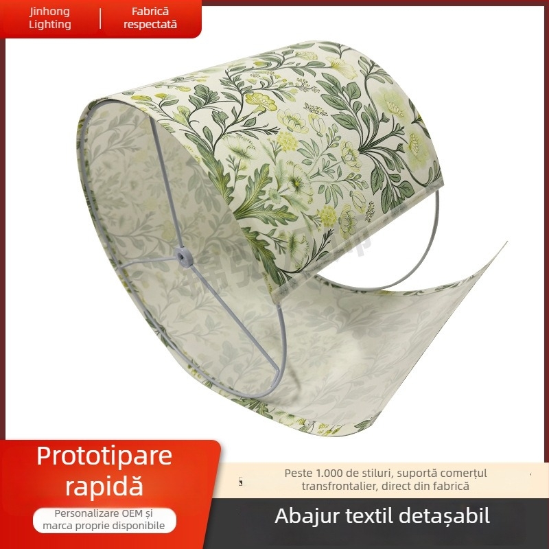 Abajur textil detașabil, personalizabil pentru veioza de masă cilindrică, imprimeu textil