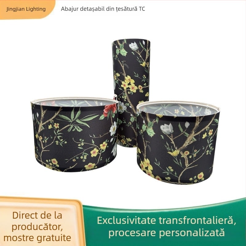 Abajur din țesătură negru cu Velcro, detașabil, pentru lampă de hotel, lampă de noptieră sau candelabru – husă decorativă