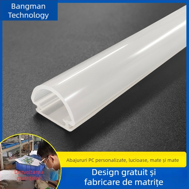 Profil PC extrudat pentru bandă LED, carcasă din policarbonat cu difuzor de lumină