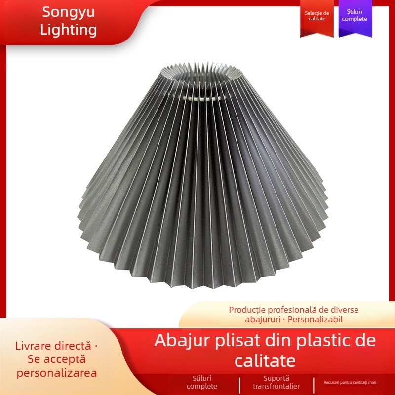 Abajur textil plisat, cu carcasa PVC, potrivit pentru veioza de podea, veioza de masă și lumina de veghe