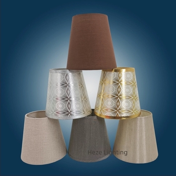 Abajur din material textil pentru candelabru și lampă de perete, înveliș din PVC pergament, accesorii decorative pentru iluminat, model A074-A080, dimensiuni 90×140×130 mm, culori auriu și argintiu