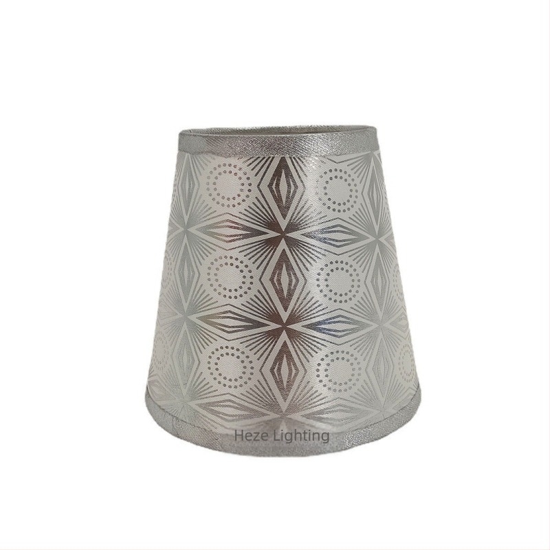 Abajur din material textil pentru candelabru și lampă de perete, înveliș din PVC pergament, accesorii decorative pentru iluminat, model A074-A080, dimensiuni 90×140×130 mm, culori auriu și argintiu