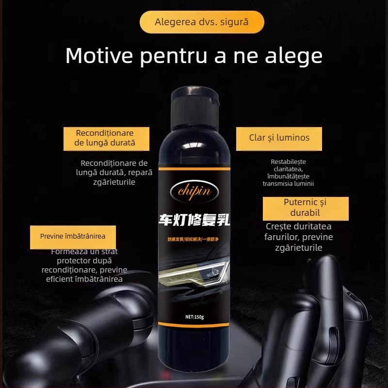 Kit de refacere a farurilor cu lichid de reparare pentru zgârieturi, fisuri, îngălbenire și oxidare – curățare și lustruire