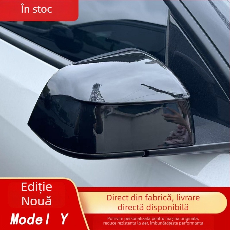 Capac protecție oglindă retrovizoare Tesla Model Y – textură fibră de carbon, ABS, carcasă YL