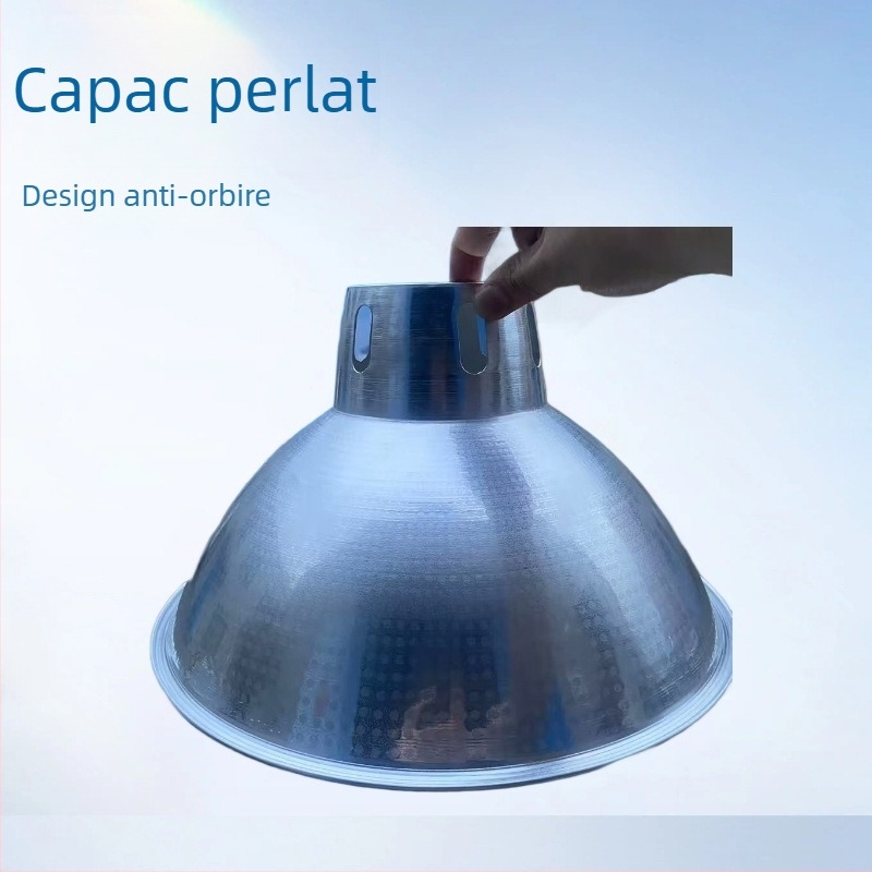 Abajur din aluminiu de 16 inch pentru ateliere și depozite, iluminat industrial și minier, compatibil cu prize E27/E40, model diamantat și finisaj perlat