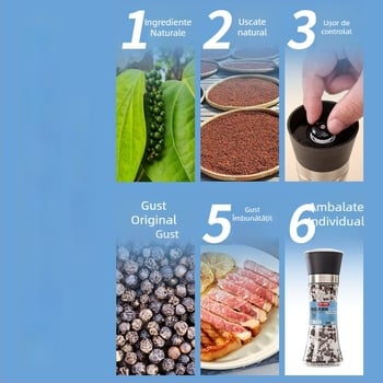 Condiment cu sare de mare și piper negru, cu râșniță încorporată – pentru piept de pui, carne de vită, legume și salată