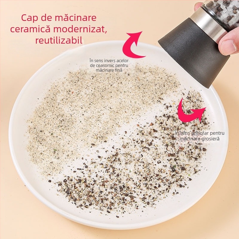 Condiment cu sare de mare și piper negru, cu râșniță încorporată – pentru piept de pui, carne de vită, legume și salată