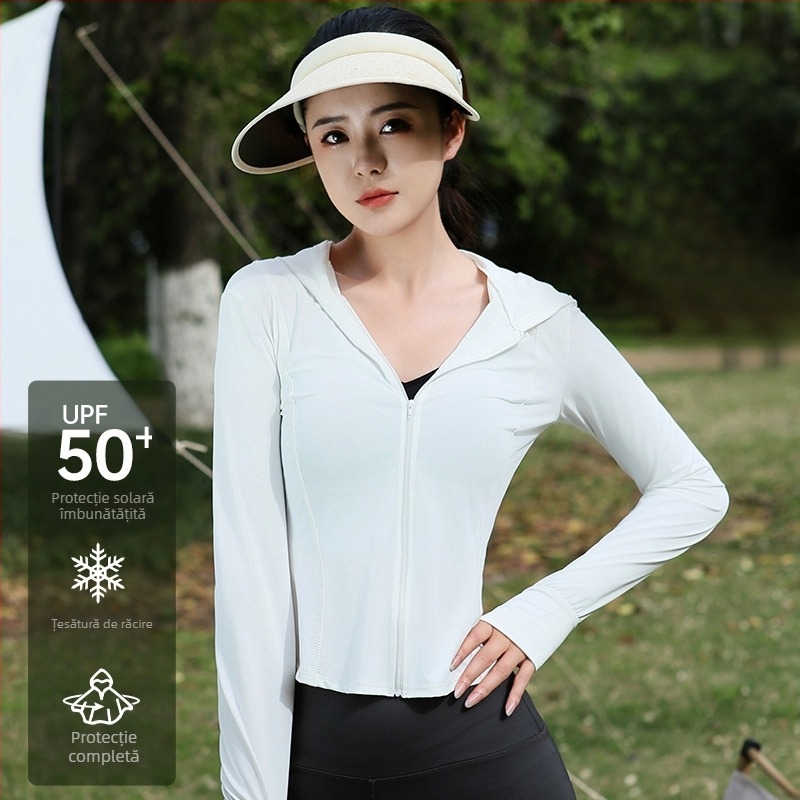 Cardigan de vară din ice silk, talie definită, protecție solară UPF50+, material ușor