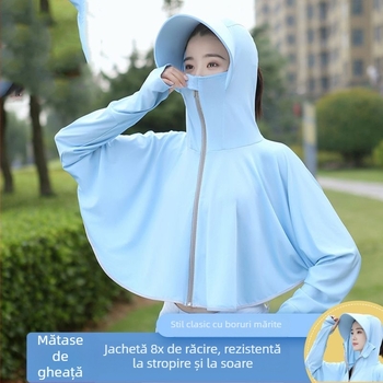 Pelerină Ice Silk pentru protecție solară, femei, vară 2023, protecție UV, activități în aer liber, mărime mare, cu boruri late