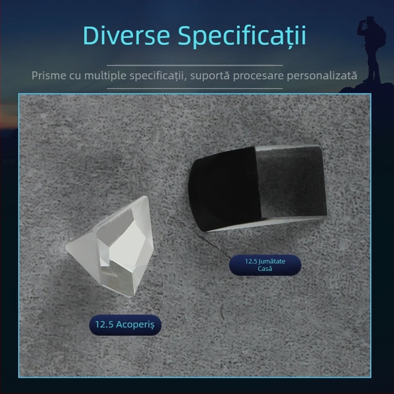 Sticlă optică, prismă de acoperiș cu unghi drept, prismă-lentă lipită, 12.5 mm