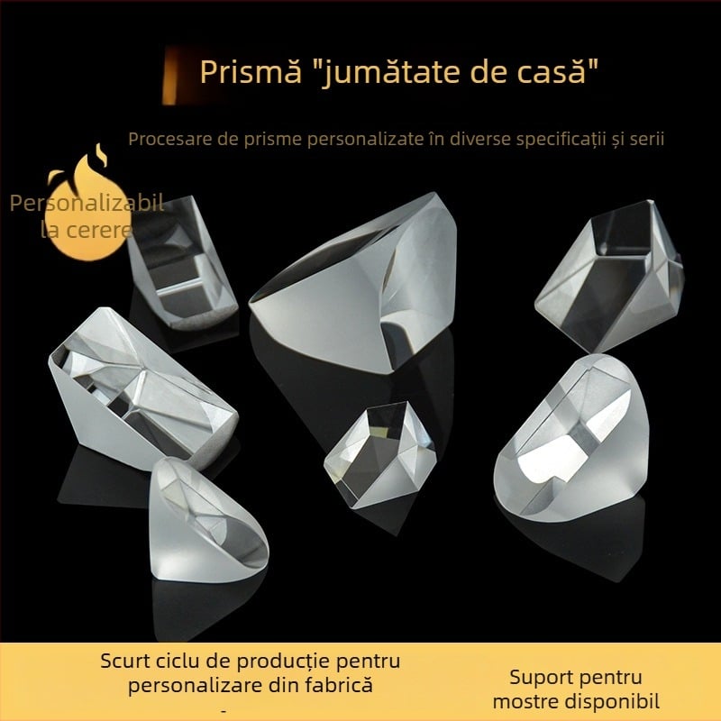 Prismă de tip acoperiș, prismă jumătate de acoperiș și prismă de reflexie în unghi drept, dimensiuni 16.5/14.5/12.5 mm