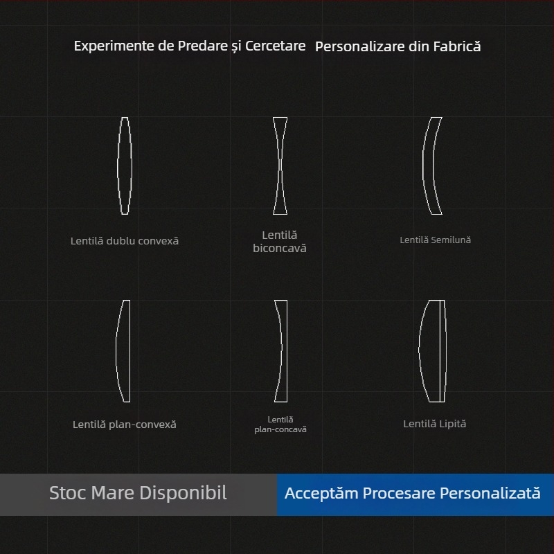 Lentilă concavă dublă din sticlă optică, lentilă concavă mare pentru vizare și proiecție