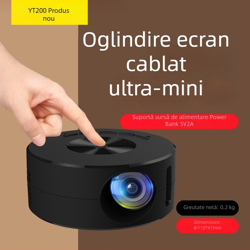 YT200 Proiector Portabil de Dimensiuni Mini pentru Casă, Proiector Smart HD 1080P