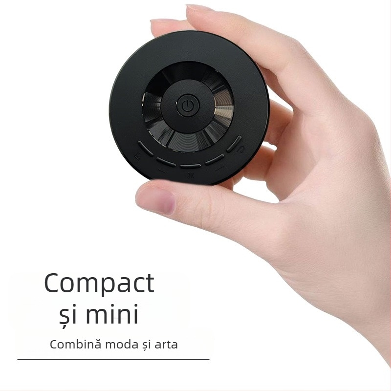 Proiector circular compact cu oglindire a ecranului prin cablu, compatibil Android și iPhone, redare MP4 prin USB, 1080p