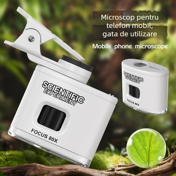 Mini microscop portabil, cu clips pentru telefon pentru fotografii HD — Jucărie științifică educativă
