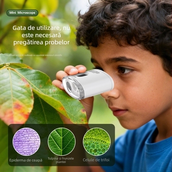 Mini microscop portabil, cu clips pentru telefon pentru fotografii HD — Jucărie științifică educativă