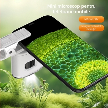Mini microscop portabil, cu clips pentru telefon pentru fotografii HD — Jucărie științifică educativă