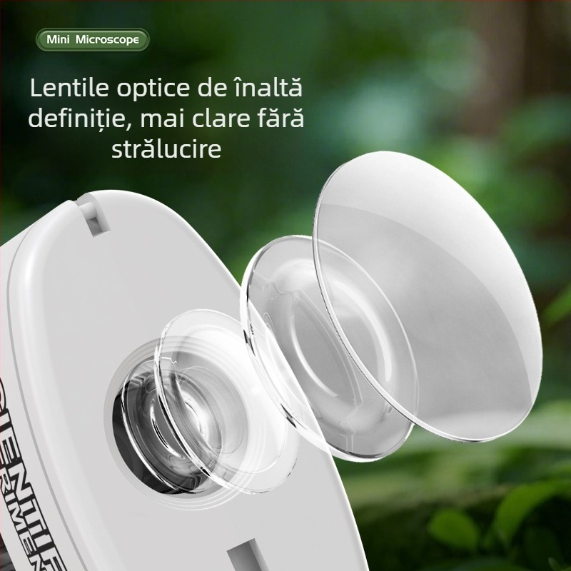 Mini microscop portabil, cu clips pentru telefon pentru fotografii HD — Jucărie științifică educativă