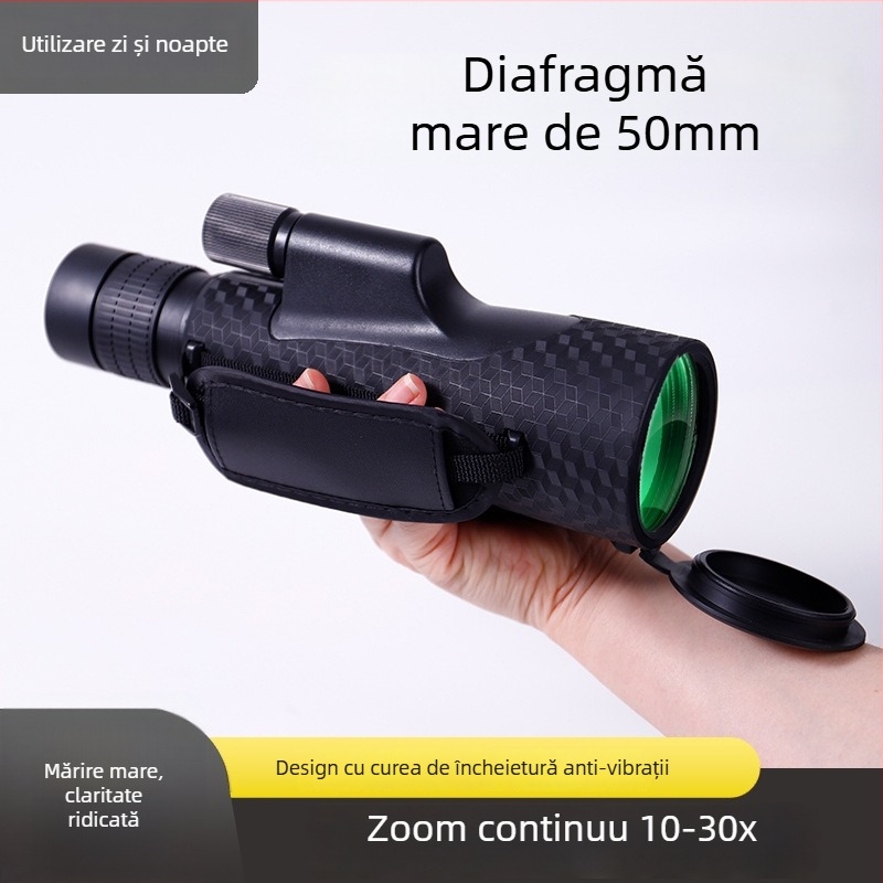 Monoclu zoom 10-30×50, viziune noapte în condiții de iluminare redusă, pentru concerte și utilizare în aer liber, compatibil cu telefonul, vizualizare HD