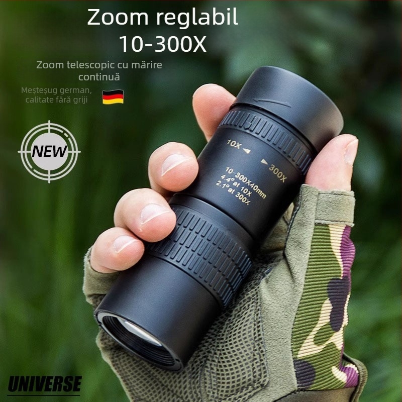 Monoclu optic cu zoom 10-300-40, HD profesional, portabil, pentru fotografii cu telefonul în aer liber