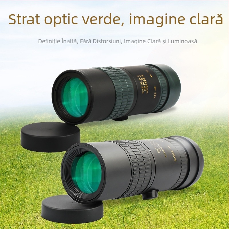 Telescop monocular 10-300x40 cu zoom continuu pentru fotografiere cu telefonul, retractabil, teleobiectiv exterior