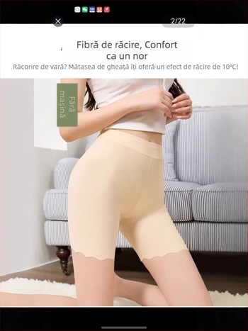 Șorturi de siguranță din mătase gheață pentru femei, subțiri de vară, anti-expunere, margine netedă, plus size, lungime Capri
