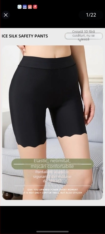 Șorturi de siguranță din mătase gheață pentru femei, subțiri de vară, anti-expunere, margine netedă, plus size, lungime Capri